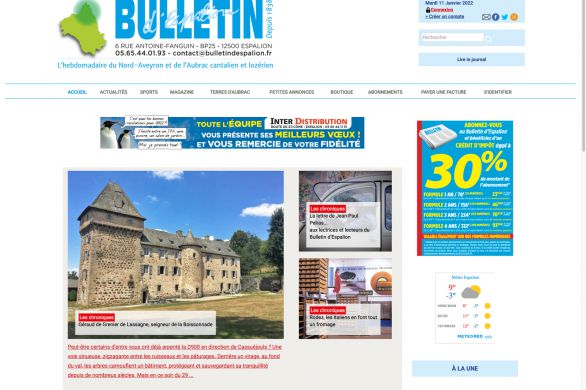 Bulletin d'Espalion. Une nouvelle offre en ligne  pour votre hebdomadaire