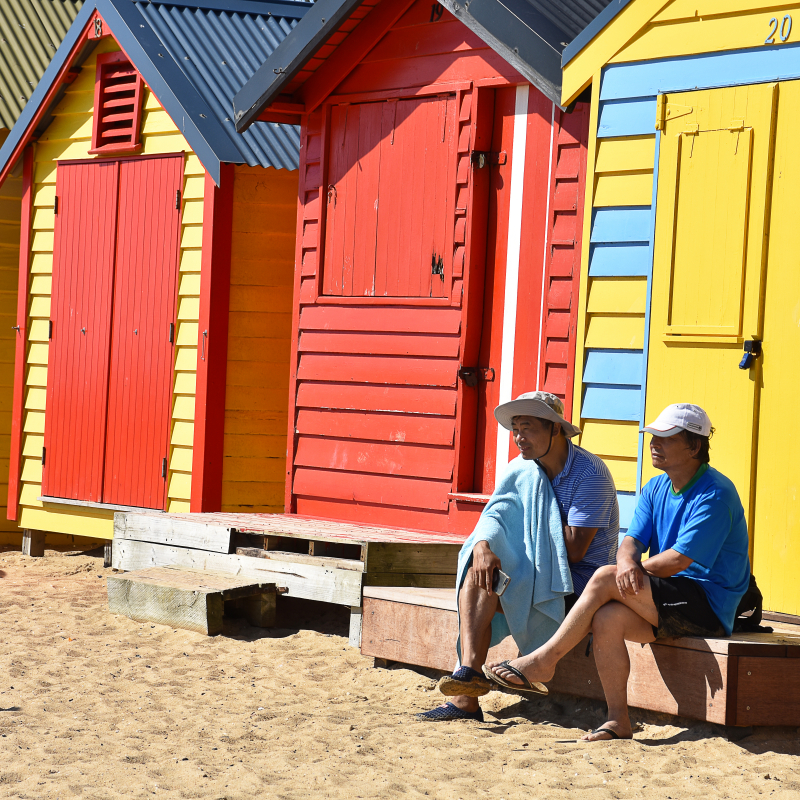 Brighton beach et ses cabanes colorées. - Justine Joffre