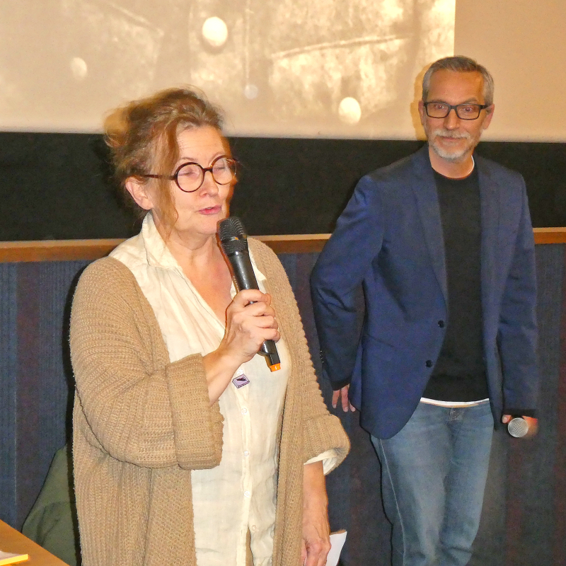 Sylvie Lacan, libraire, et Olivier Norek.