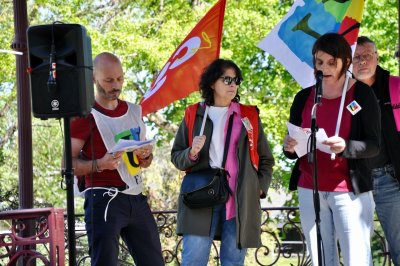 Dans le chef-lieu comme ailleurs, l'intersyndicale aveyronnaise réunie autour des mêmes revendications.